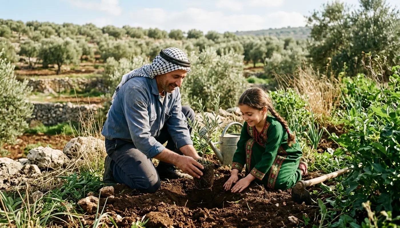 Olive trees in Palestinian farmland