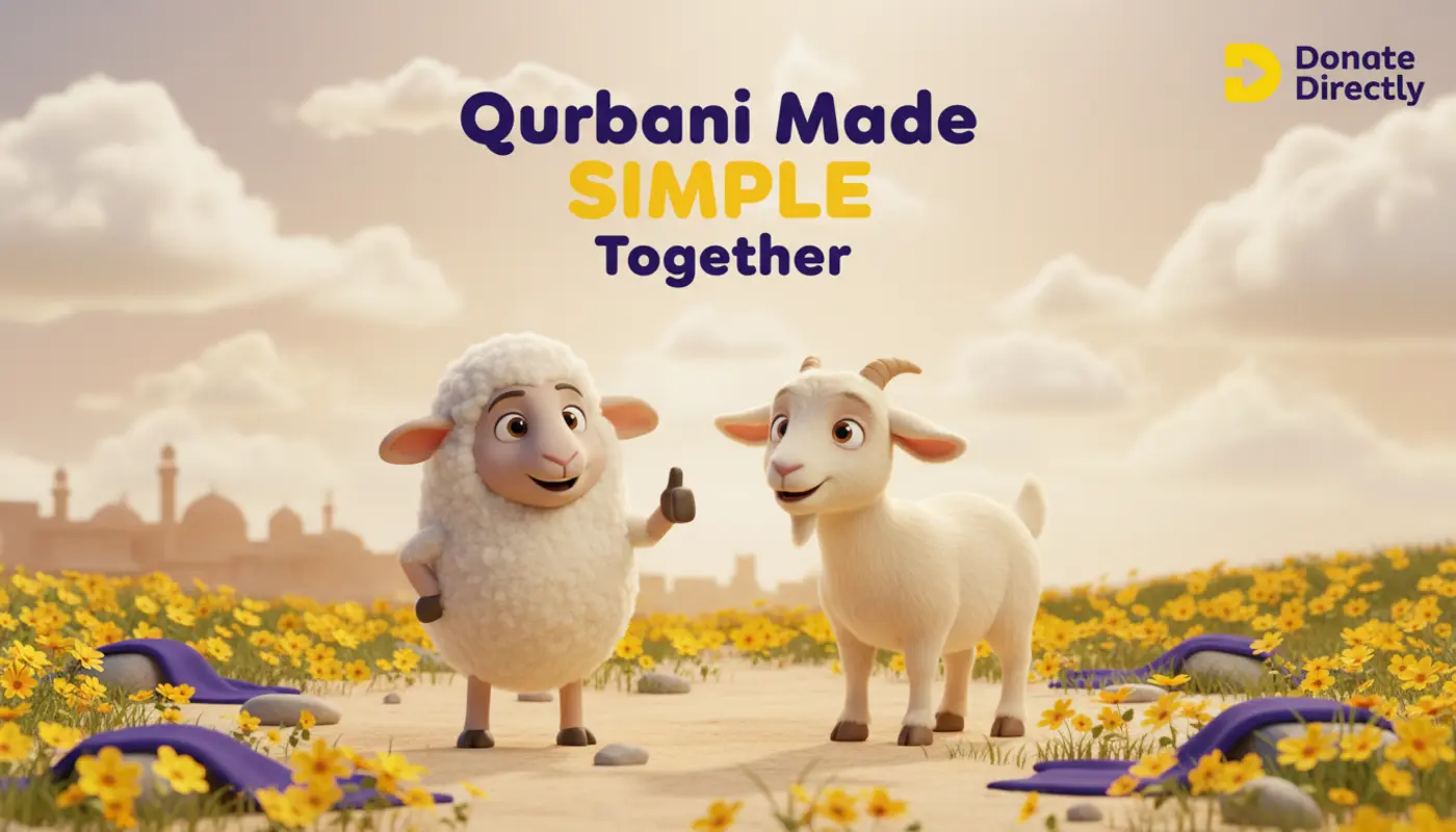 Muslim family preparing for Eid al Adha Qurbani donation